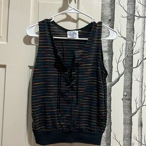 VINTAGE LITTLE LISA LTD MULTICOLOR TIE FRONT TANK TOP-SIZE MEDIUM